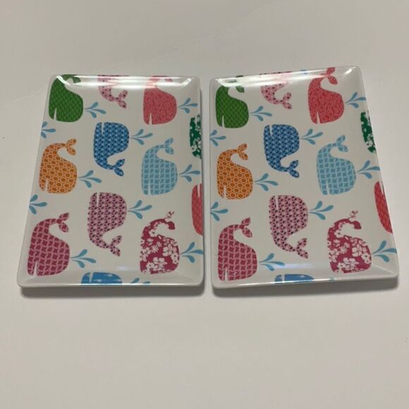 Pair of Cynthia Rowley Whale Appetizer /Trinket Plates, Melamine. Organize!!! - Picture 6 of 8